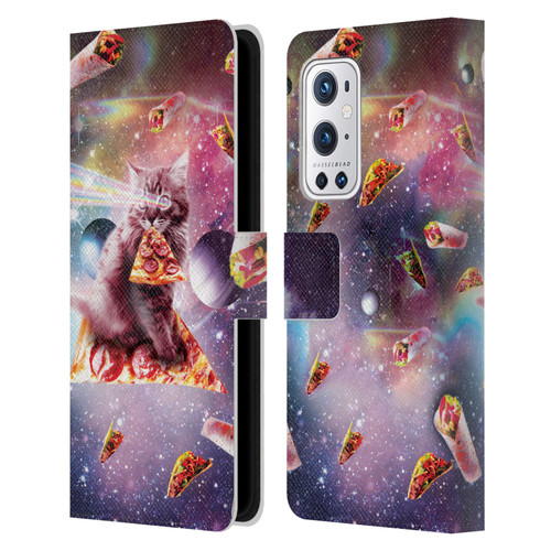 Random Galaxy Space Pizza Ride Outer Space Lazer Cat Leather Book Wallet Case Cover For OnePlus 9 Pro