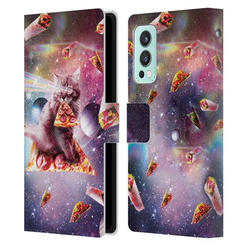 Random Galaxy Space Pizza Ride Outer Space Lazer Cat Leather Book Wallet Case Cover For OnePlus Nord 2 5G
