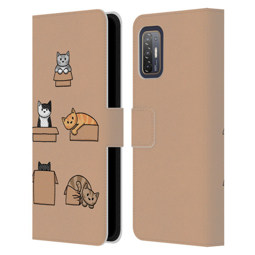 Beth Wilson Doodle Cats 2 Boxes Leather Book Wallet Case Cover For HTC Desire 21 Pro 5G