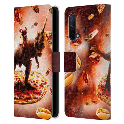 Random Galaxy Space Pizza Ride Pug & Dinosaur Unicorn Leather Book Wallet Case Cover For OnePlus Nord CE 5G