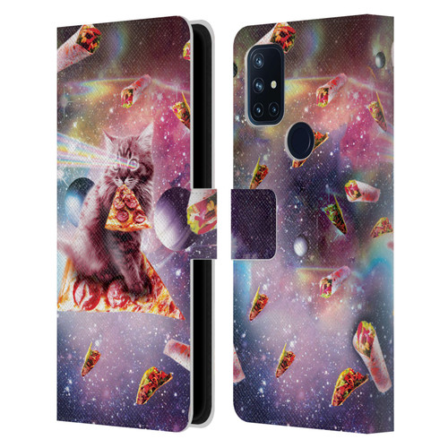 Random Galaxy Space Pizza Ride Outer Space Lazer Cat Leather Book Wallet Case Cover For OnePlus Nord N10 5G