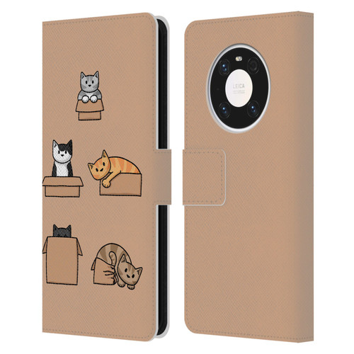 Beth Wilson Doodle Cats 2 Boxes Leather Book Wallet Case Cover For Huawei Mate 40 Pro 5G