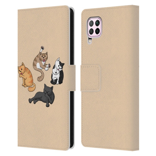 Beth Wilson Doodle Cats 2 Washing Time Leather Book Wallet Case Cover For Huawei Nova 6 SE / P40 Lite