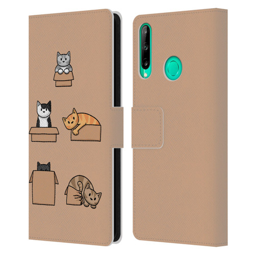 Beth Wilson Doodle Cats 2 Boxes Leather Book Wallet Case Cover For Huawei P40 lite E
