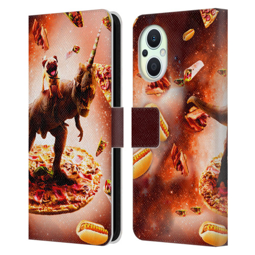 Random Galaxy Space Pizza Ride Pug & Dinosaur Unicorn Leather Book Wallet Case Cover For OPPO Reno8 Lite