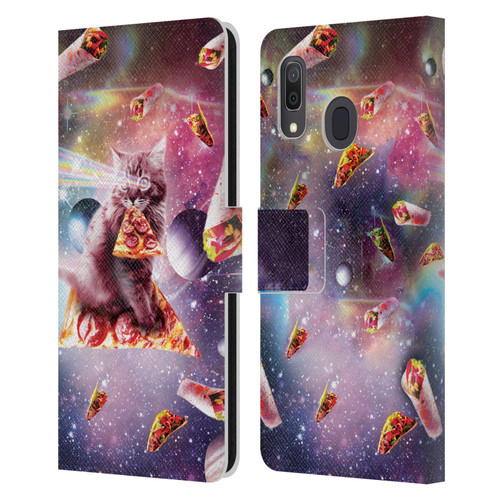 Random Galaxy Space Pizza Ride Outer Space Lazer Cat Leather Book Wallet Case Cover For Samsung Galaxy A33 5G (2022)
