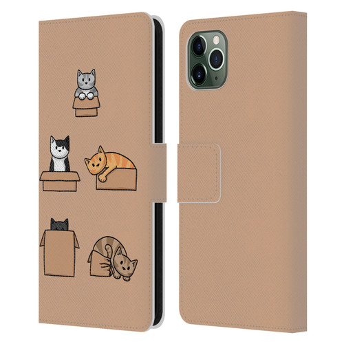 Beth Wilson Doodle Cats 2 Boxes Leather Book Wallet Case Cover For Apple iPhone 11 Pro Max