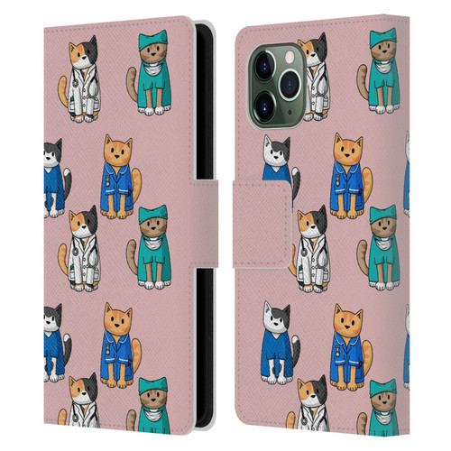 Beth Wilson Doodle Cats 2 Professionals Leather Book Wallet Case Cover For Apple iPhone 11 Pro