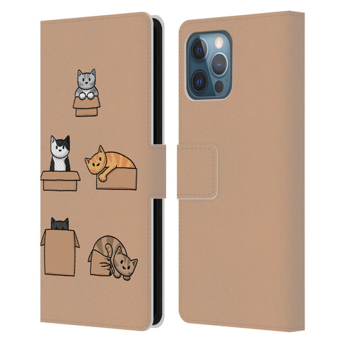 Beth Wilson Doodle Cats 2 Boxes Leather Book Wallet Case Cover For Apple iPhone 12 Pro Max