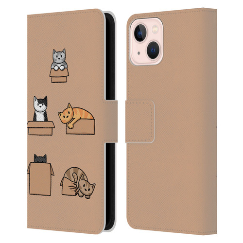 Beth Wilson Doodle Cats 2 Boxes Leather Book Wallet Case Cover For Apple iPhone 13
