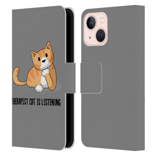 Beth Wilson Doodle Cats 2 Therapist Leather Book Wallet Case Cover For Apple iPhone 13 Mini