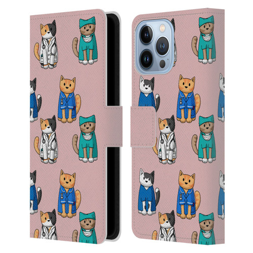 Beth Wilson Doodle Cats 2 Professionals Leather Book Wallet Case Cover For Apple iPhone 13 Pro Max