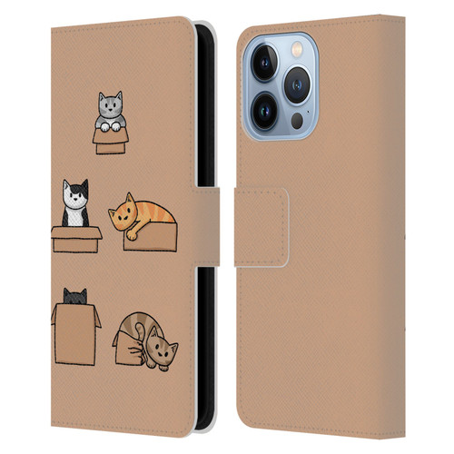 Beth Wilson Doodle Cats 2 Boxes Leather Book Wallet Case Cover For Apple iPhone 13 Pro