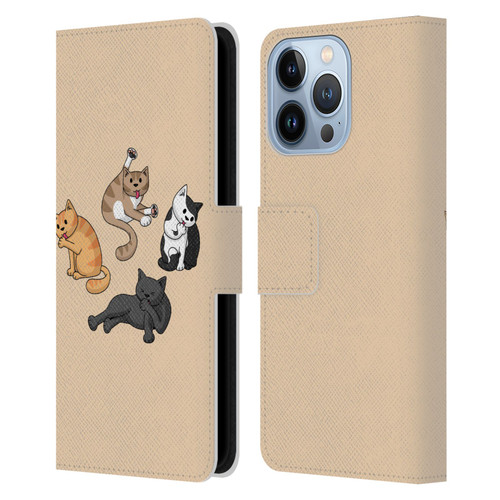 Beth Wilson Doodle Cats 2 Washing Time Leather Book Wallet Case Cover For Apple iPhone 13 Pro