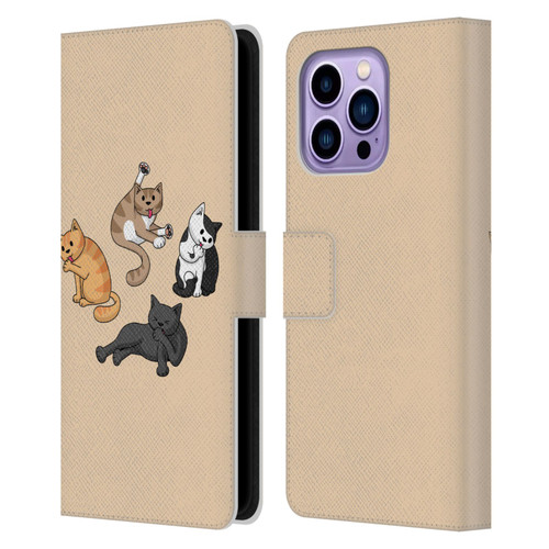 Beth Wilson Doodle Cats 2 Washing Time Leather Book Wallet Case Cover For Apple iPhone 14 Pro Max