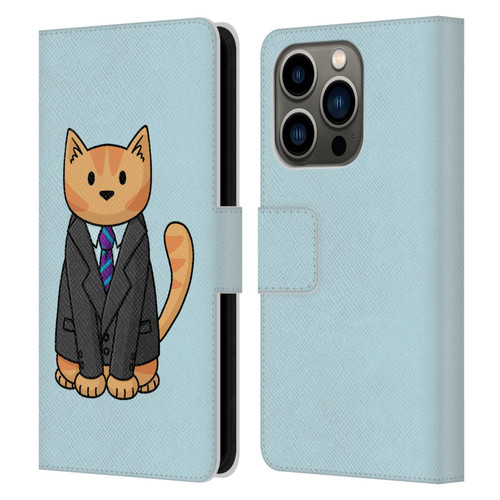 Beth Wilson Doodle Cats 2 Business Suit Leather Book Wallet Case Cover For Apple iPhone 14 Pro