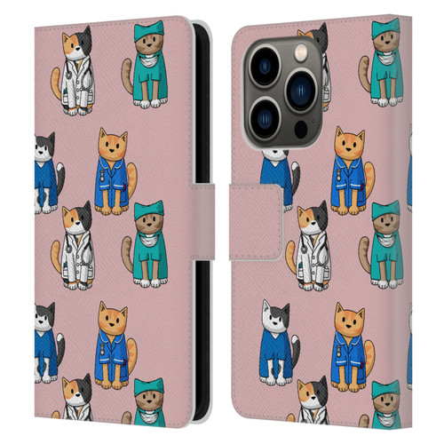 Beth Wilson Doodle Cats 2 Professionals Leather Book Wallet Case Cover For Apple iPhone 14 Pro
