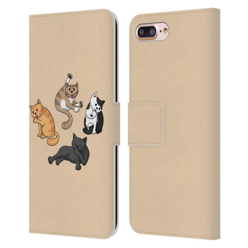 Beth Wilson Doodle Cats 2 Washing Time Leather Book Wallet Case Cover For Apple iPhone 7 Plus / iPhone 8 Plus