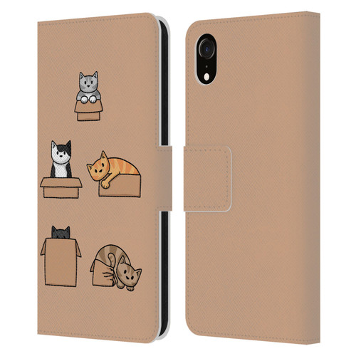 Beth Wilson Doodle Cats 2 Boxes Leather Book Wallet Case Cover For Apple iPhone XR