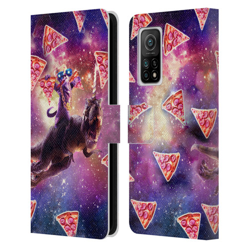 Random Galaxy Space Pizza Ride Thug Cat & Dinosaur Unicorn Leather Book Wallet Case Cover For Xiaomi Mi 10T 5G