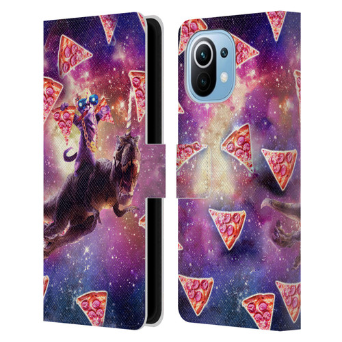 Random Galaxy Space Pizza Ride Thug Cat & Dinosaur Unicorn Leather Book Wallet Case Cover For Xiaomi Mi 11