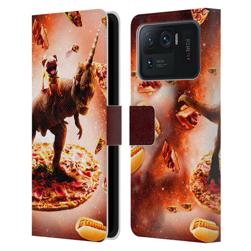 Random Galaxy Space Pizza Ride Pug & Dinosaur Unicorn Leather Book Wallet Case Cover For Xiaomi Mi 11 Ultra