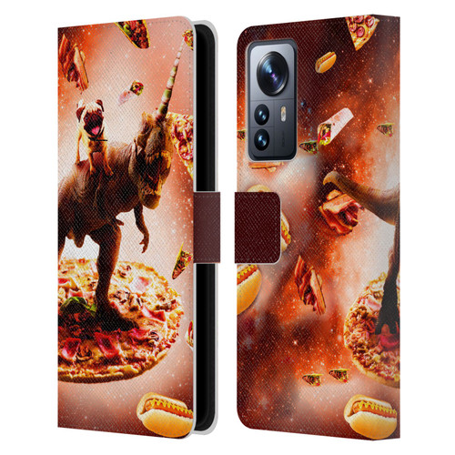 Random Galaxy Space Pizza Ride Pug & Dinosaur Unicorn Leather Book Wallet Case Cover For Xiaomi 12 Pro