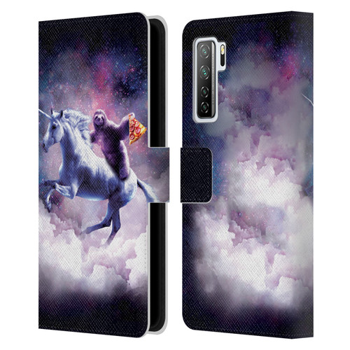 Random Galaxy Space Unicorn Ride Pizza Sloth Leather Book Wallet Case Cover For Huawei Nova 7 SE/P40 Lite 5G