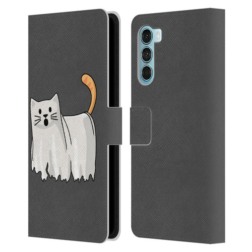 Beth Wilson Doodle Cats 2 Halloween Ghost Leather Book Wallet Case Cover For Motorola Edge S30 / Moto G200 5G