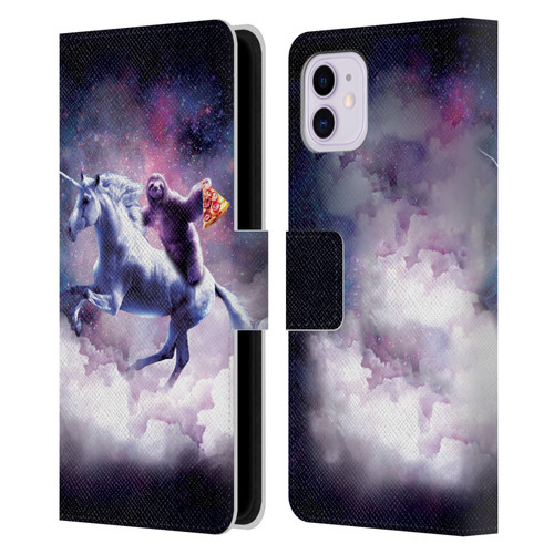 Random Galaxy Space Unicorn Ride Pizza Sloth Leather Book Wallet Case Cover For Apple iPhone 11