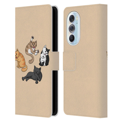 Beth Wilson Doodle Cats 2 Washing Time Leather Book Wallet Case Cover For Motorola Edge X30