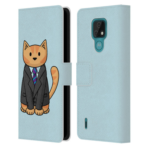 Beth Wilson Doodle Cats 2 Business Suit Leather Book Wallet Case Cover For Motorola Moto E7