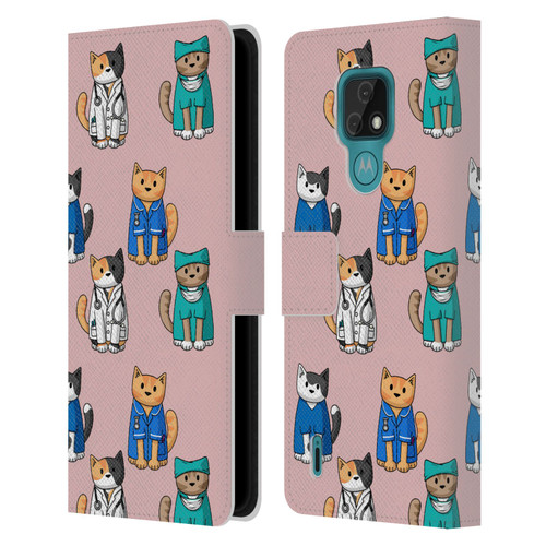 Beth Wilson Doodle Cats 2 Professionals Leather Book Wallet Case Cover For Motorola Moto E7