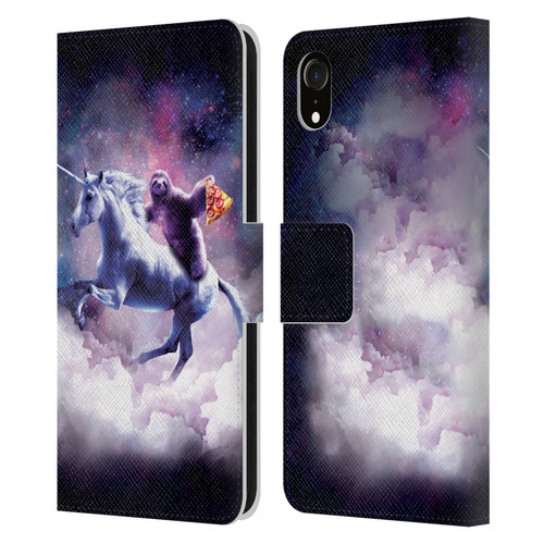 Random Galaxy Space Unicorn Ride Pizza Sloth Leather Book Wallet Case Cover For Apple iPhone XR