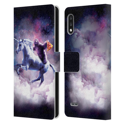 Random Galaxy Space Unicorn Ride Pizza Sloth Leather Book Wallet Case Cover For LG K22