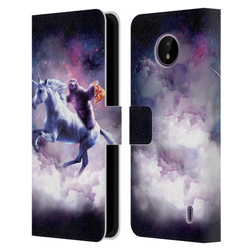 Random Galaxy Space Unicorn Ride Pizza Sloth Leather Book Wallet Case Cover For Nokia C10 / C20