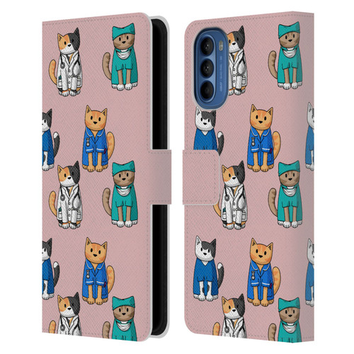 Beth Wilson Doodle Cats 2 Professionals Leather Book Wallet Case Cover For Motorola Moto G41