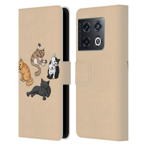 Beth Wilson Doodle Cats 2 Washing Time Leather Book Wallet Case Cover For OnePlus 10 Pro