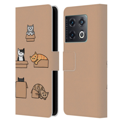 Beth Wilson Doodle Cats 2 Boxes Leather Book Wallet Case Cover For OnePlus 10 Pro
