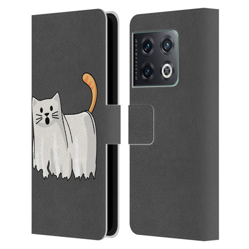 Beth Wilson Doodle Cats 2 Halloween Ghost Leather Book Wallet Case Cover For OnePlus 10 Pro