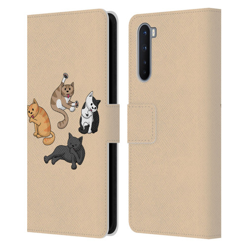 Beth Wilson Doodle Cats 2 Washing Time Leather Book Wallet Case Cover For OnePlus Nord 5G