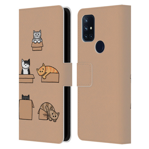 Beth Wilson Doodle Cats 2 Boxes Leather Book Wallet Case Cover For OnePlus Nord N10 5G