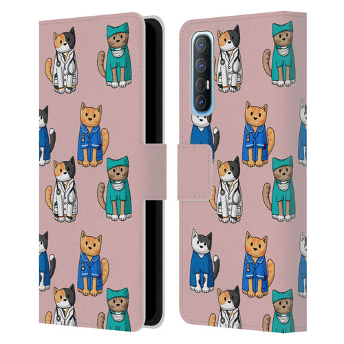 Beth Wilson Doodle Cats 2 Professionals Leather Book Wallet Case Cover For OPPO Find X2 Neo 5G