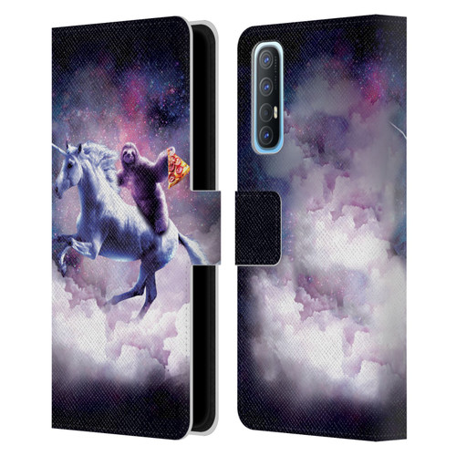 Random Galaxy Space Unicorn Ride Pizza Sloth Leather Book Wallet Case Cover For OPPO Find X2 Neo 5G