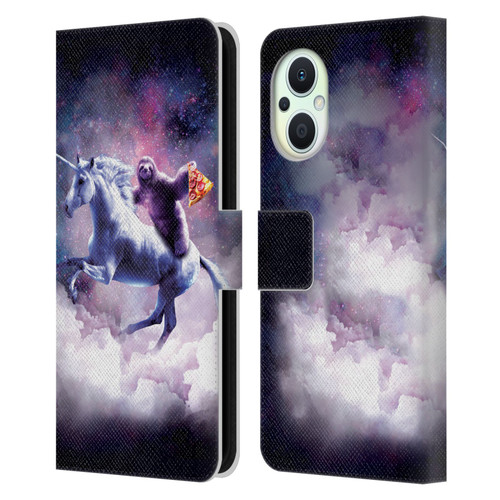Random Galaxy Space Unicorn Ride Pizza Sloth Leather Book Wallet Case Cover For OPPO Reno8 Lite