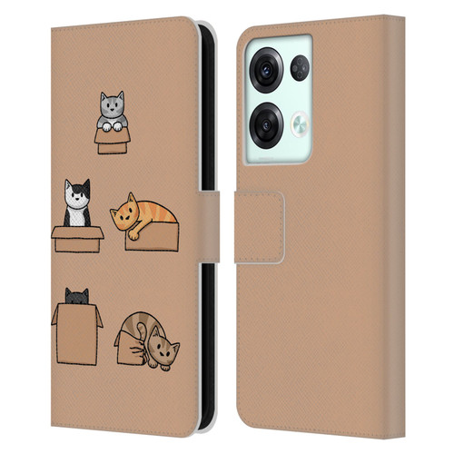 Beth Wilson Doodle Cats 2 Boxes Leather Book Wallet Case Cover For OPPO Reno8 Pro