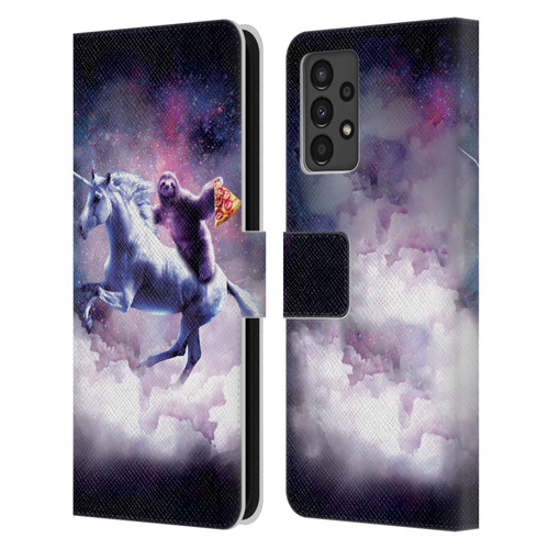 Random Galaxy Space Unicorn Ride Pizza Sloth Leather Book Wallet Case Cover For Samsung Galaxy A13 (2022)