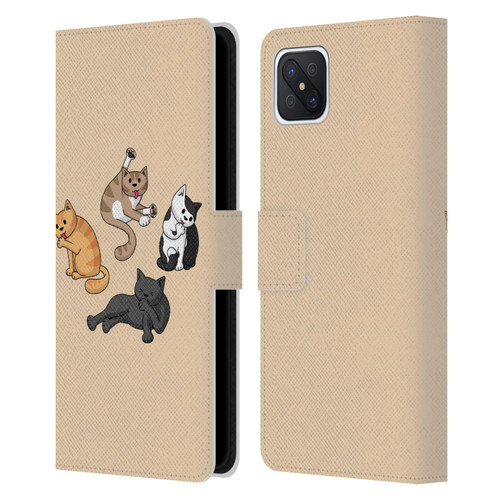 Beth Wilson Doodle Cats 2 Washing Time Leather Book Wallet Case Cover For OPPO Reno4 Z 5G