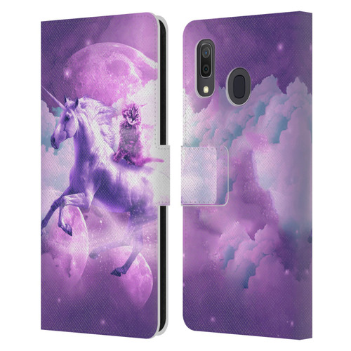 Random Galaxy Space Unicorn Ride Purple Galaxy Cat Leather Book Wallet Case Cover For Samsung Galaxy A33 5G (2022)