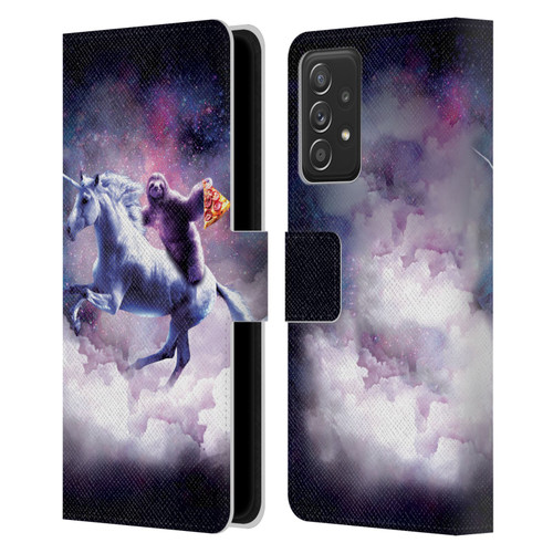 Random Galaxy Space Unicorn Ride Pizza Sloth Leather Book Wallet Case Cover For Samsung Galaxy A52 / A52s / 5G (2021)